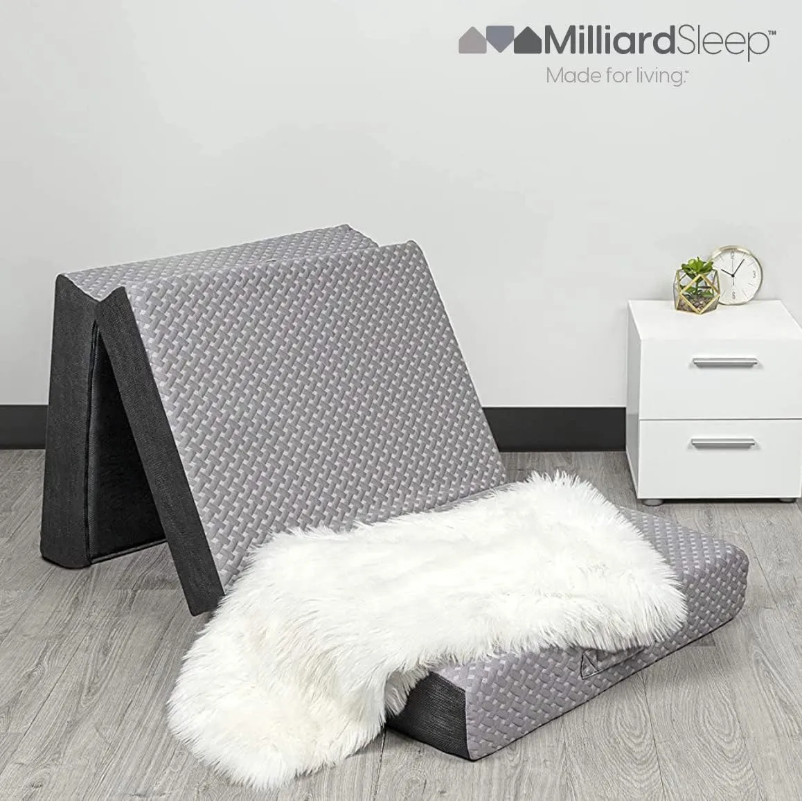 Milliard Trifold Mattress, Cot Size, 6 inch, Portable Foldable Mattress with Memory Foam & Washable Cover, Tri-Folding Floor Bed, Camping, Fold Up Guest Bed, RV Travel, Sleepovers, 75" x 31"