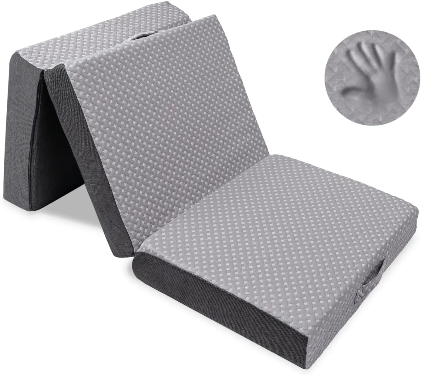 Milliard Trifold Mattress, Cot Size, 6 inch, Portable Foldable Mattress with Memory Foam & Washable Cover, Tri-Folding Floor Bed, Camping, Fold Up Guest Bed, RV Travel, Sleepovers, 75" x 31"