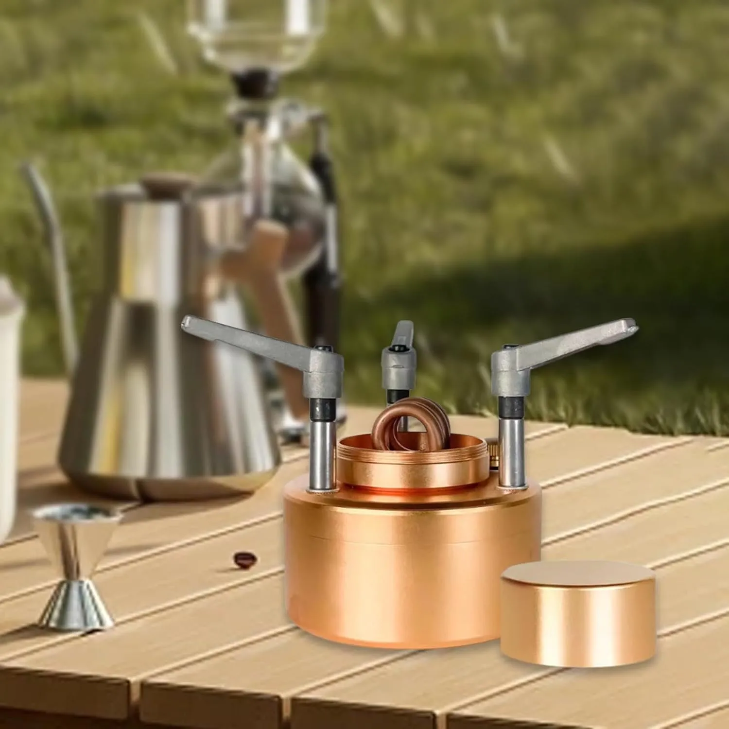 Mini Alcohol Stoves Burner Windproof Camping Burner Compact Stable Alcohol Stoves for Restaurant Baking BBQ Dormitory, gold