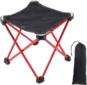 Mini Camping Stool, Portable Foldable Compact Camping Chair, Ultra-Light Aluminum Alloy Outdoor Camp Stools with Carrying Bag for BBQ, Beach, Fishing, Hiking