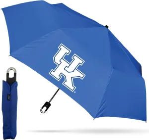 Mini Compact Storm Umbrella - NCAA Logo 42” Coverage, Folds to 11 Inches- Swivel Clip on Handle - Water, Wind & Rust Resistant, and Flexible Frame