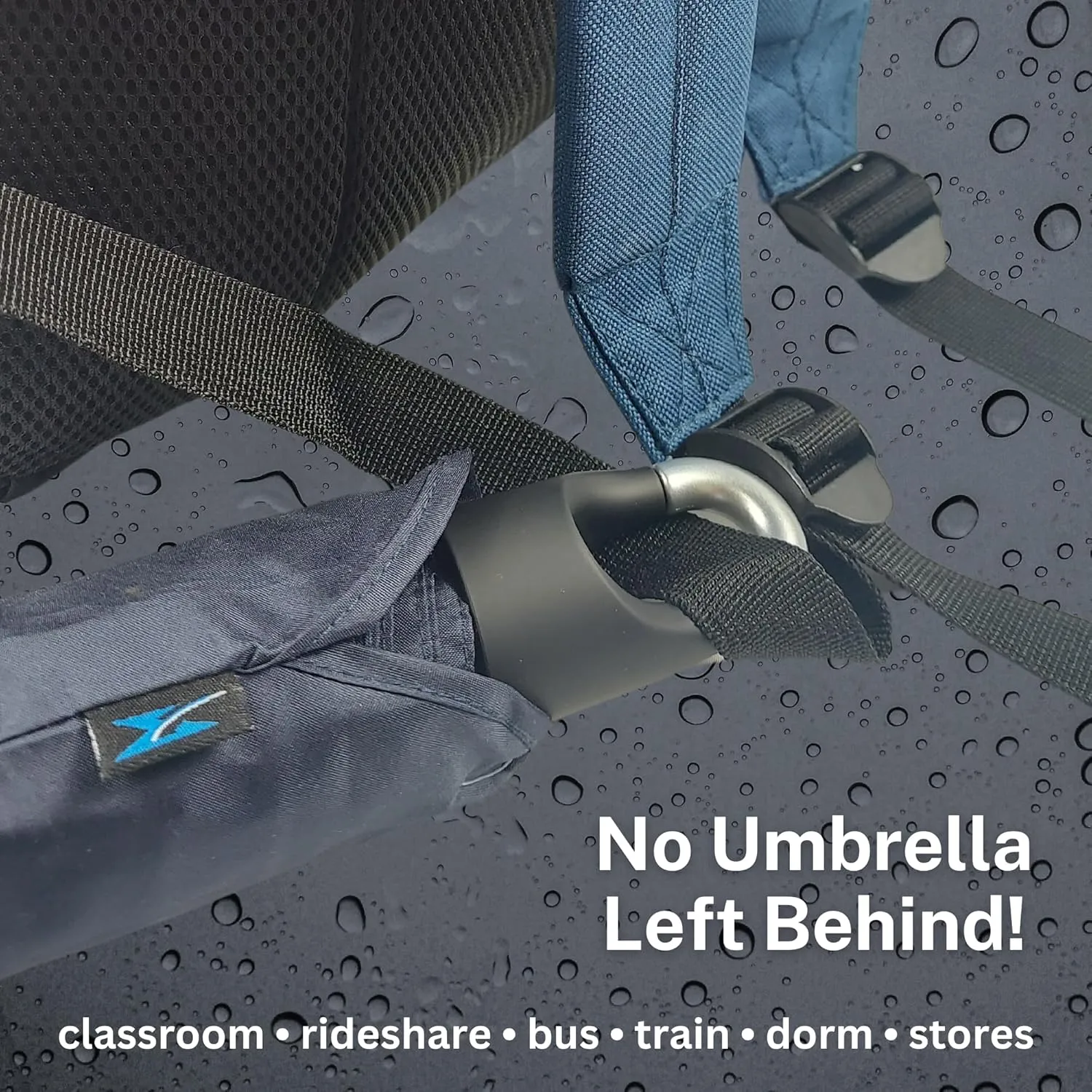 Mini Compact Storm Umbrella - NCAA Logo 42” Coverage, Folds to 11 Inches- Swivel Clip on Handle - Water, Wind & Rust Resistant, and Flexible Frame
