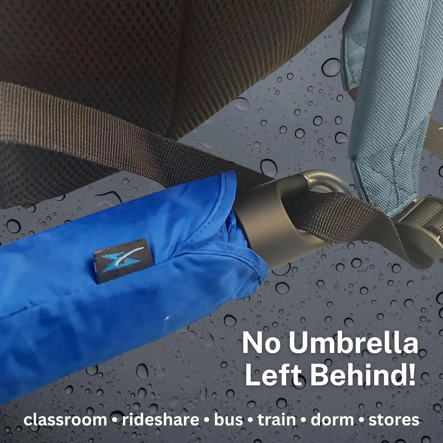 Mini Compact Storm Umbrella - NCAA Logo 42” Coverage, Folds to 11 Inches- Swivel Clip on Handle - Water, Wind & Rust Resistant, and Flexible Frame