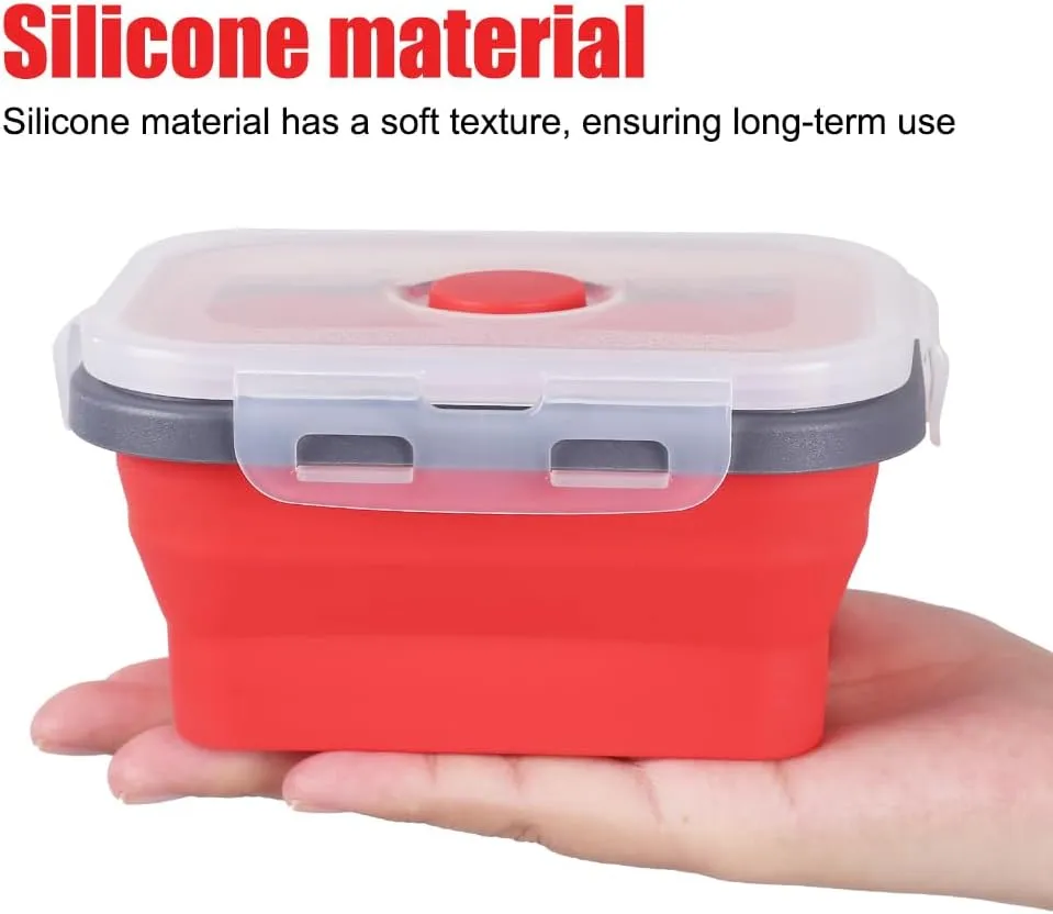 MiOYOOW Collapsible Camping Bowls with Lids, 4PCS Silicone Food Storage Containers, Heat Resistant Foldable Lunch Boxes for Camping Hiking Picnic BBQ Outdoor Cooking
