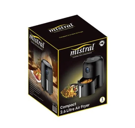 Mistral 2.6L Compact Digital Air Fryer/Adjustable Temperature Control