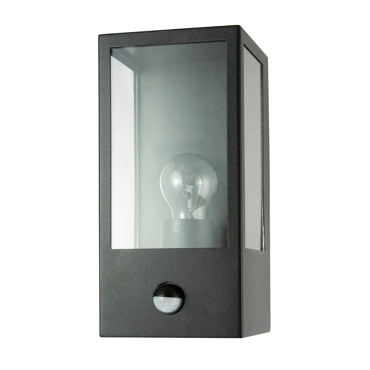 Modern Outdoor PIR Sensor Wall Light Fitting with Box Lantern Shape IP44 Rated