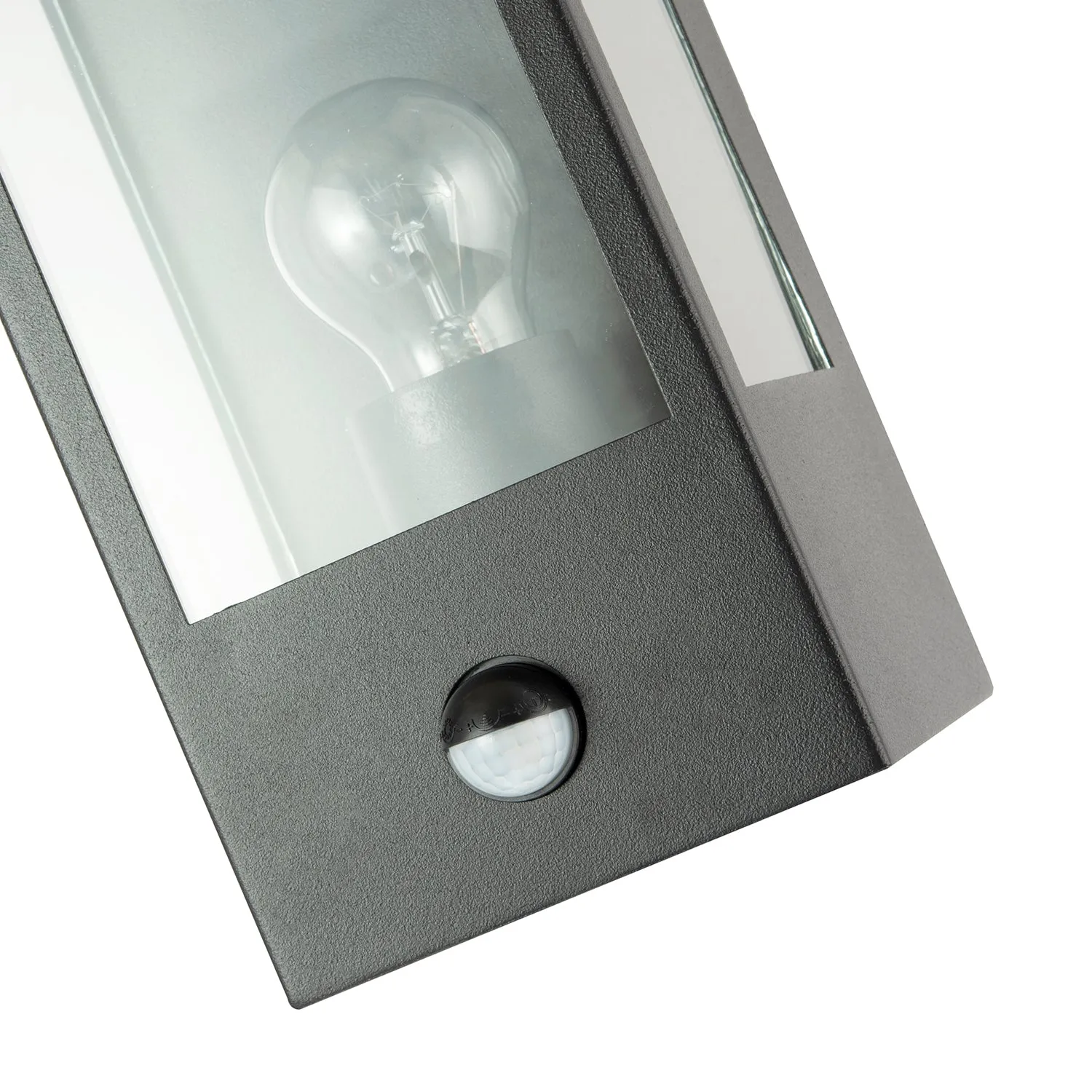 Modern Outdoor PIR Sensor Wall Light Fitting with Box Lantern Shape IP44 Rated