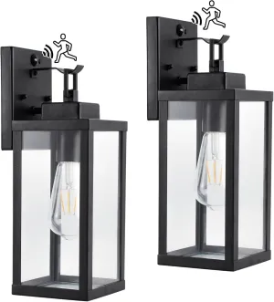 Motion Sensor Dawn to Dusk Outdoor Sensor Light Fixture Anti-Rust Exterior Wall Lighting Waterproof Outdoor Wall Lantern for Porch Patio Front Door Garage - 2 Pack