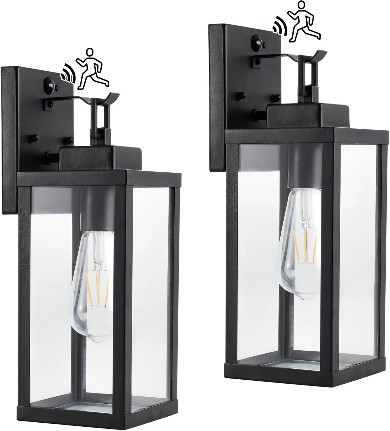 Motion Sensor Dawn to Dusk Outdoor Sensor Light Fixture Anti-Rust Exterior Wall Lighting Waterproof Outdoor Wall Lantern for Porch Patio Front Door Garage - 2 Pack