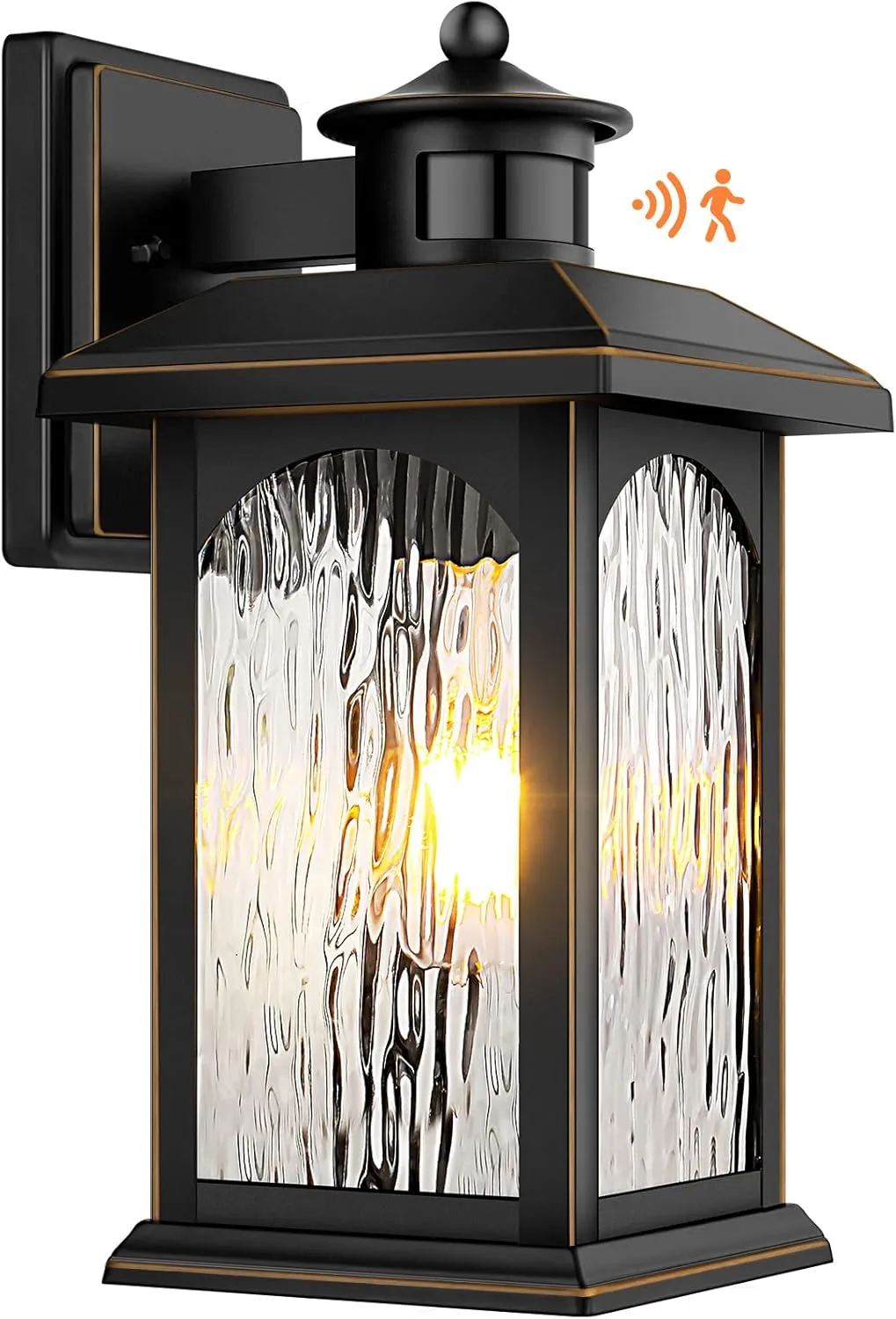 Motion Sensor Outdoor Lights - Retro Dusk to Dawn Outdoor Lighting, Advanced LED Motion Sensor Porch Light Fixtures, Black Waterproof Exterior Lantern Wall Mount for Front Garage, Entryway Anti-Rust