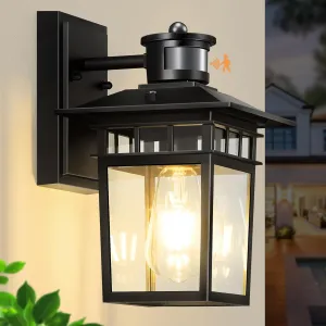 Motion Sensor Outdoor Lights Wall Mount, Dusk to Dawn Exterior Light Fixture, Aluminum Waterproof Anti-Rust Black Porch Light Outside Wall Lights, for House Front Door,Garage and Entrance Lighting