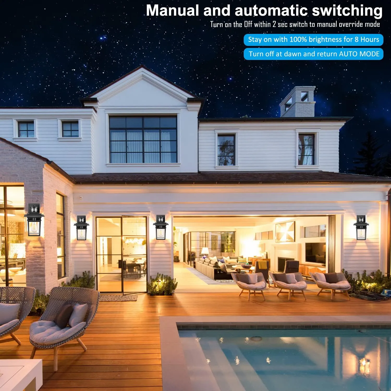 Motion Sensor Outdoor Lights Wall Mount, Dusk to Dawn Exterior Sensor Light Fixture Wall Mount, Outdoor Light for House Porch Garage Patio, Exterior Black Gold Wall Sconce, Anti Rust