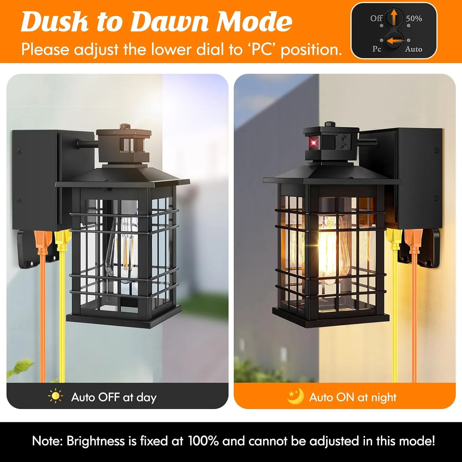 Motion Sensor Porch Light with GFCI Outlets, 11.4'' Dusk to Dawn Outdoor Wall Light Black, 3 Modes Front Door Exterior Light Fixture Waterproof Outside Light Wall Mount for House Garage