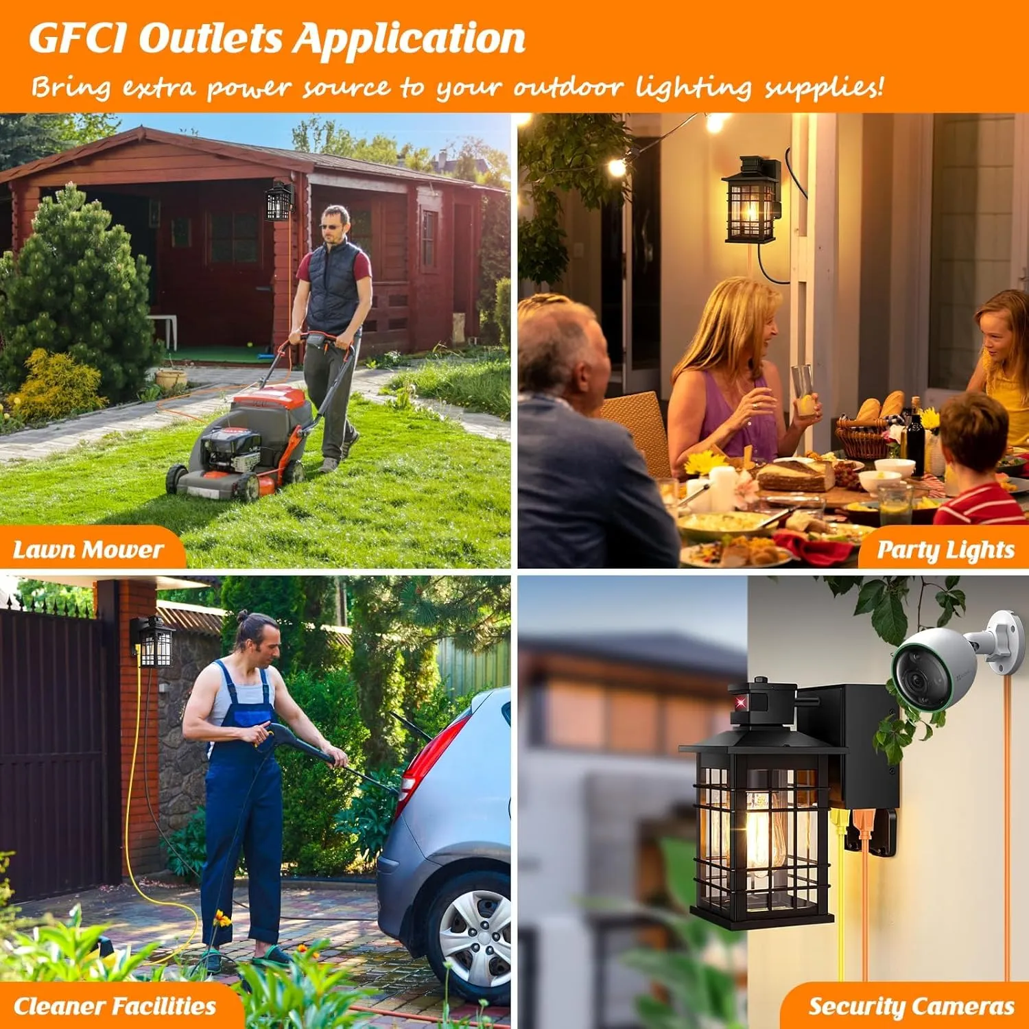 Motion Sensor Porch Light with GFCI Outlets, 11.4'' Dusk to Dawn Outdoor Wall Light Black, 3 Modes Front Door Exterior Light Fixture Waterproof Outside Light Wall Mount for House Garage