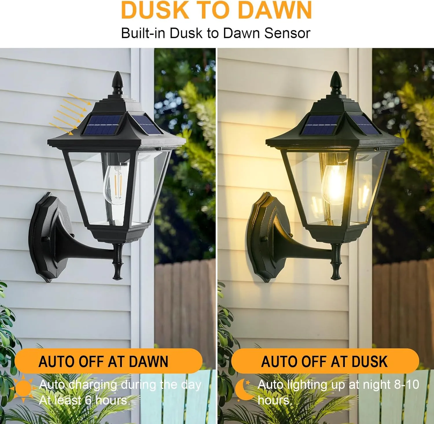 Motion Sensor Solar Outdoor Wall Lights 1 Pack, Dusk to Dawn Exterior Light Fixtures, Waterproof Solar Front Porch Lights Lantern for House Patio Garage Porch