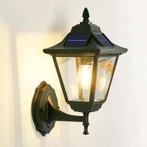 Motion Sensor Solar Outdoor Wall Lights 1 Pack, Dusk to Dawn Exterior Light Fixtures, Waterproof Solar Front Porch Lights Lantern for House Patio Garage Porch
