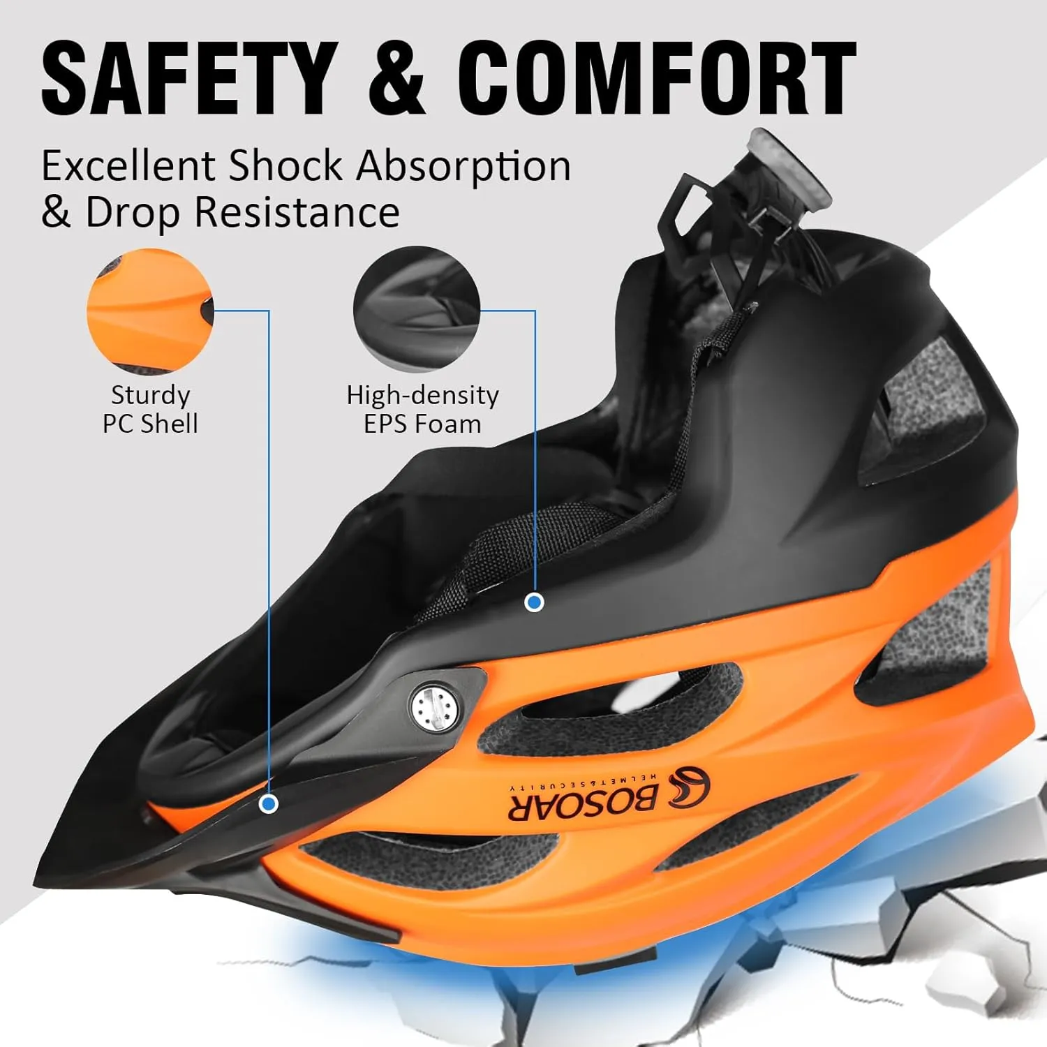 Mountain Bike Helmet,Adult Cycling Helmet with Camera Mount and Detachable Visor for Men Women Youth,Suggested Fit 55-61 Cm
