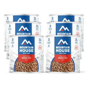 Mountain House Freeze Dried Pre-Cooked Ground Beef | Hamburger Meat Gluten-Free, High-Protein, Lightweight Emergency Food for Camping, Hiking and Shelf Stable 22 Servings Made in USA #10 Can Pack of 6