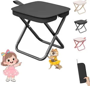 Mountaineering and Hiking Portable Stool (10.2 * 10.2 * 9.1 In),Outdoor Folding Camping Stool,Portable Camping Stool,Upgraded Foldable Design,Hold up to 330 Lbs,For Outdoor Travel,Beach (Black-A)