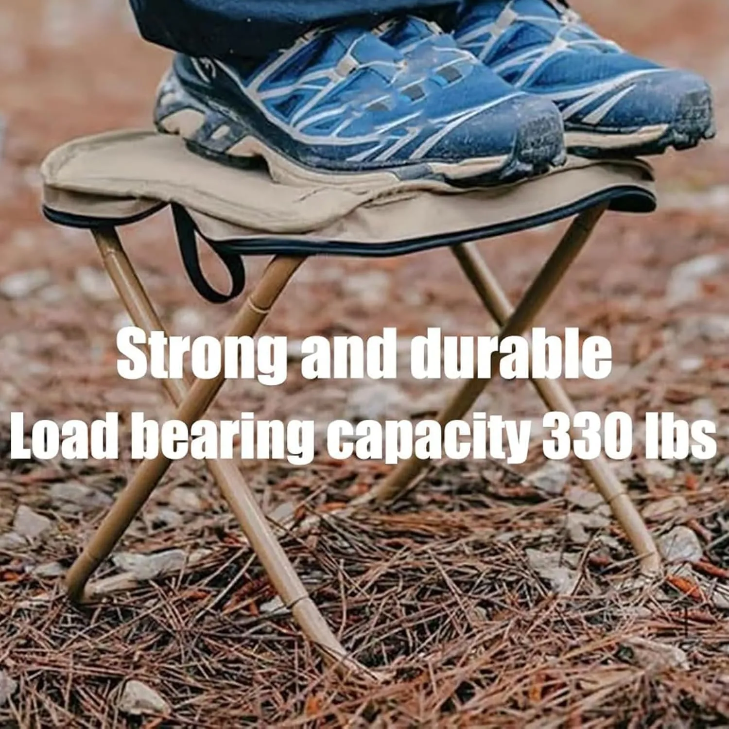 Mountaineering and Hiking Portable Stool (10.2 * 10.2 * 9.1 In),Outdoor Folding Camping Stool,Portable Camping Stool,Upgraded Foldable Design,Hold up to 330 Lbs,For Outdoor Travel,Beach (Black-A)