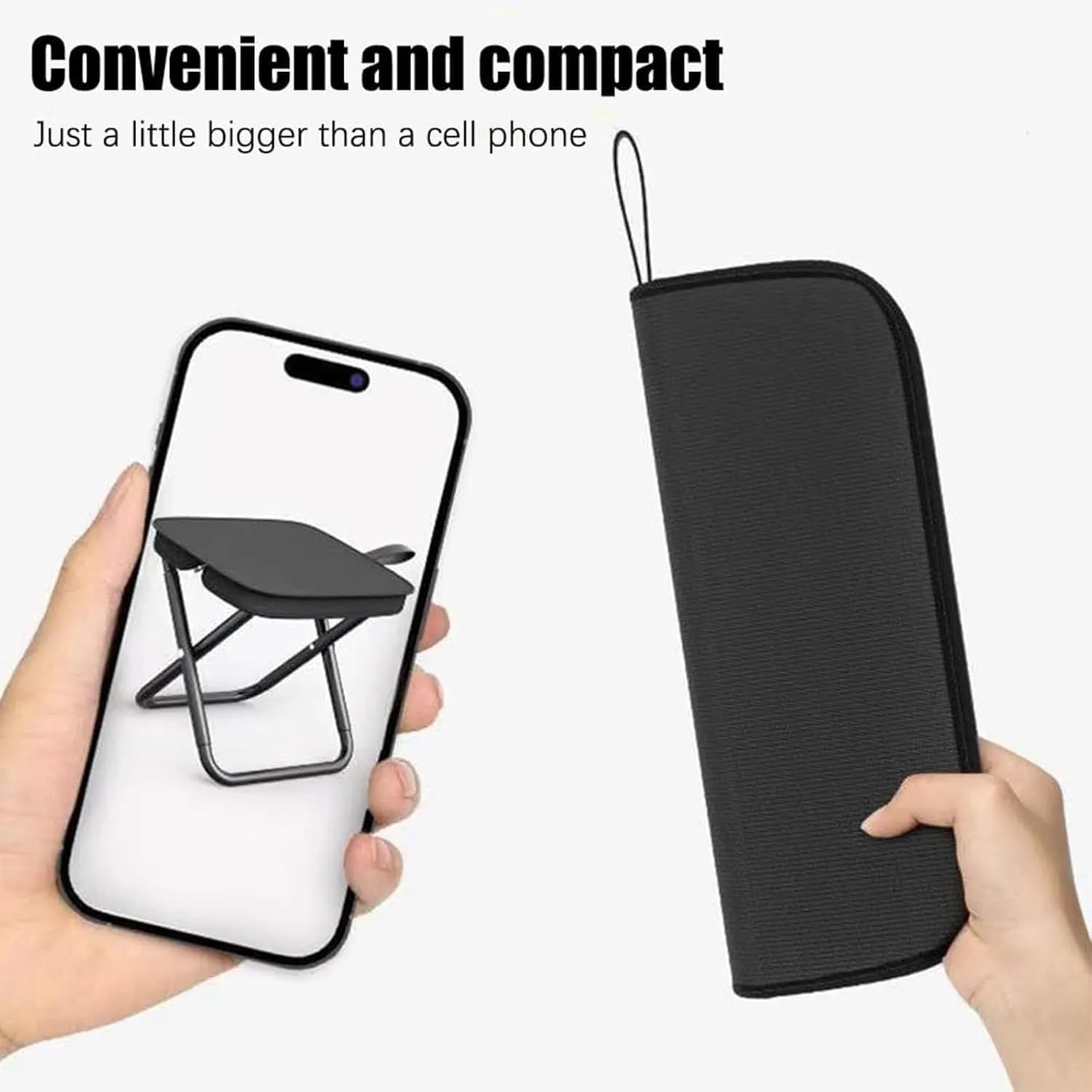 Mountaineering and Hiking Portable Stool (10.2 * 10.2 * 9.1 In),Outdoor Folding Camping Stool,Portable Camping Stool,Upgraded Foldable Design,Hold up to 330 Lbs,For Outdoor Travel,Beach (Black-A)