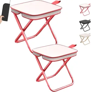 Mountaineering and Hiking Portable Stool, Upgraded Compact Ultra-Lightweight Collapsible Chair, 330lb Max Small Adults Outdoor Folding Footstool for Outdoor, Camp, Fishing (Red-S L)