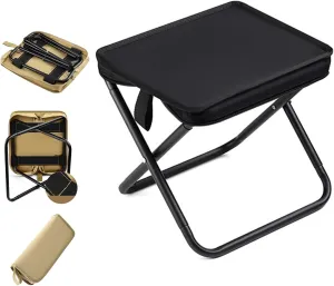 Mountaineering and Hiking Portable Stool,Portable Stools, Collapsible Camp Stool,for Travel Walking Hiking Fishing Picnic Barbecue (Black, Large)