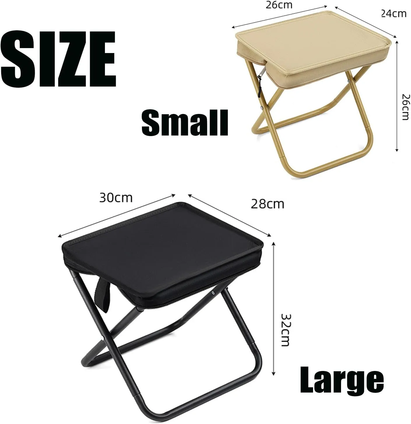 Mountaineering and Hiking Portable Stool,Portable Stools, Collapsible Camp Stool,for Travel Walking Hiking Fishing Picnic Barbecue (Black, Large)
