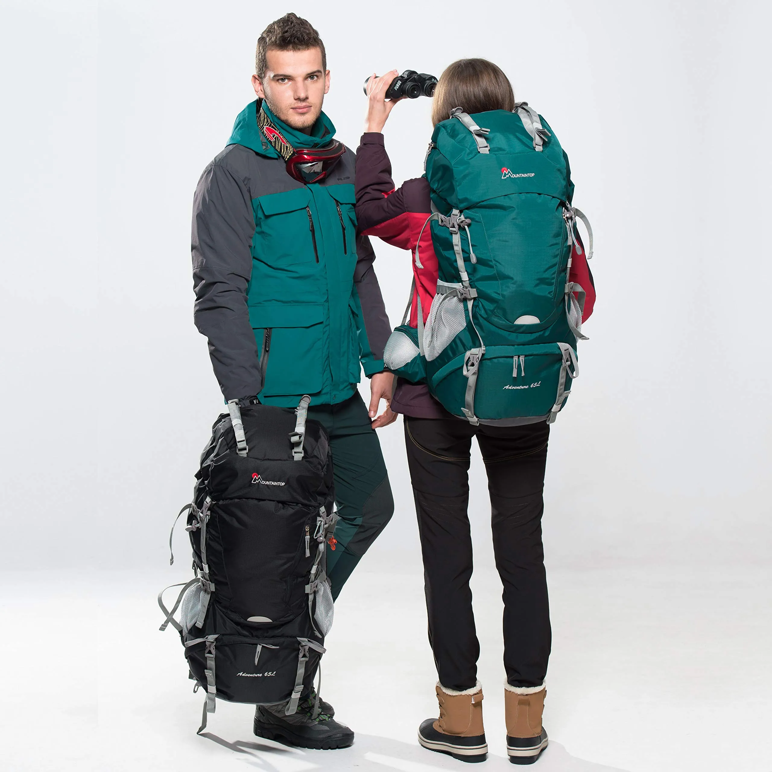 MOUNTAINTOP 65L Internal Frame Backpack with Rain Cover Medium Teal-65l