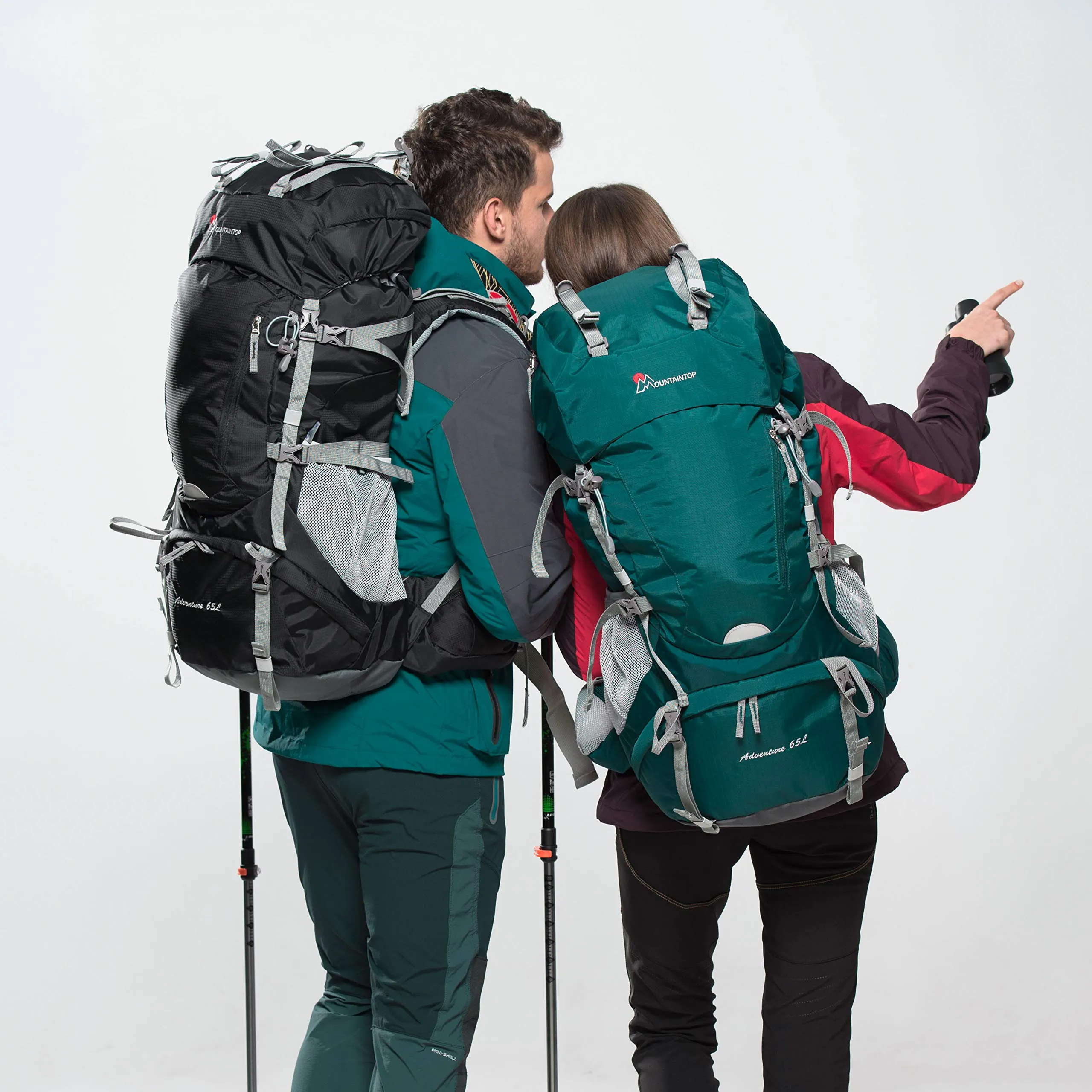 MOUNTAINTOP 65L Internal Frame Backpack with Rain Cover Medium Teal-65l