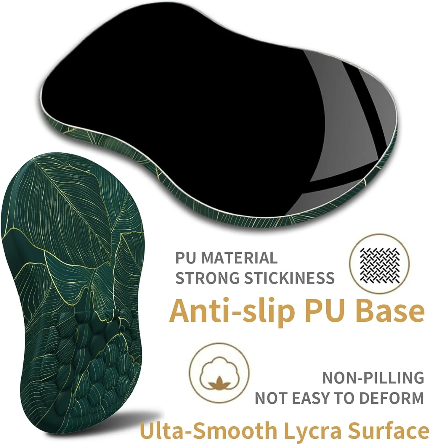 Mouse Pad Wrist Support,Ergonomic Mouse Pad with Wrist Rest,Computer Mouse Pads Pain Relief Keyboard Wrist Rest with Coaster Set,Non-Slip Computer Gel Mouse Pad for Desk Laptop Office-Green Leaves