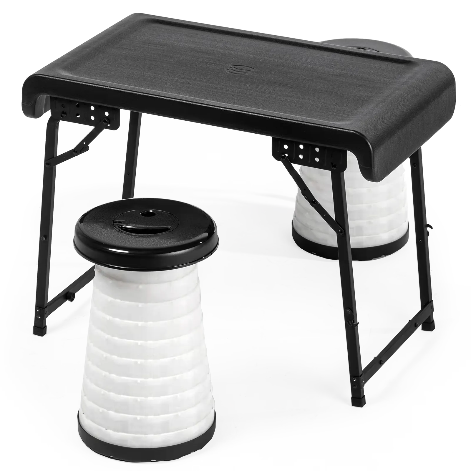 Mt Aspire Telescopic Folding Stool with LED Lamp, Waterproof Foldable Aluminium Frame Table - 3PCs Set (2 x stools, 1x table)
