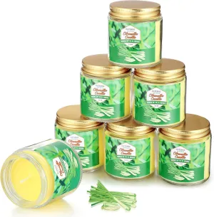 MTLEE 6 Pcs Citronella Candles Outdoors Natural Citronella Oil Soy Wax 24 Hours Long Burning Lemongrass Glass Jar Candles for Patio Backyard Camping Picnic Outsides