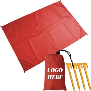 Muka Custom Beach Blanket Portable for Outdoor Camping, Picnic, Sunbath Mat w/Fixed Piles and Storage