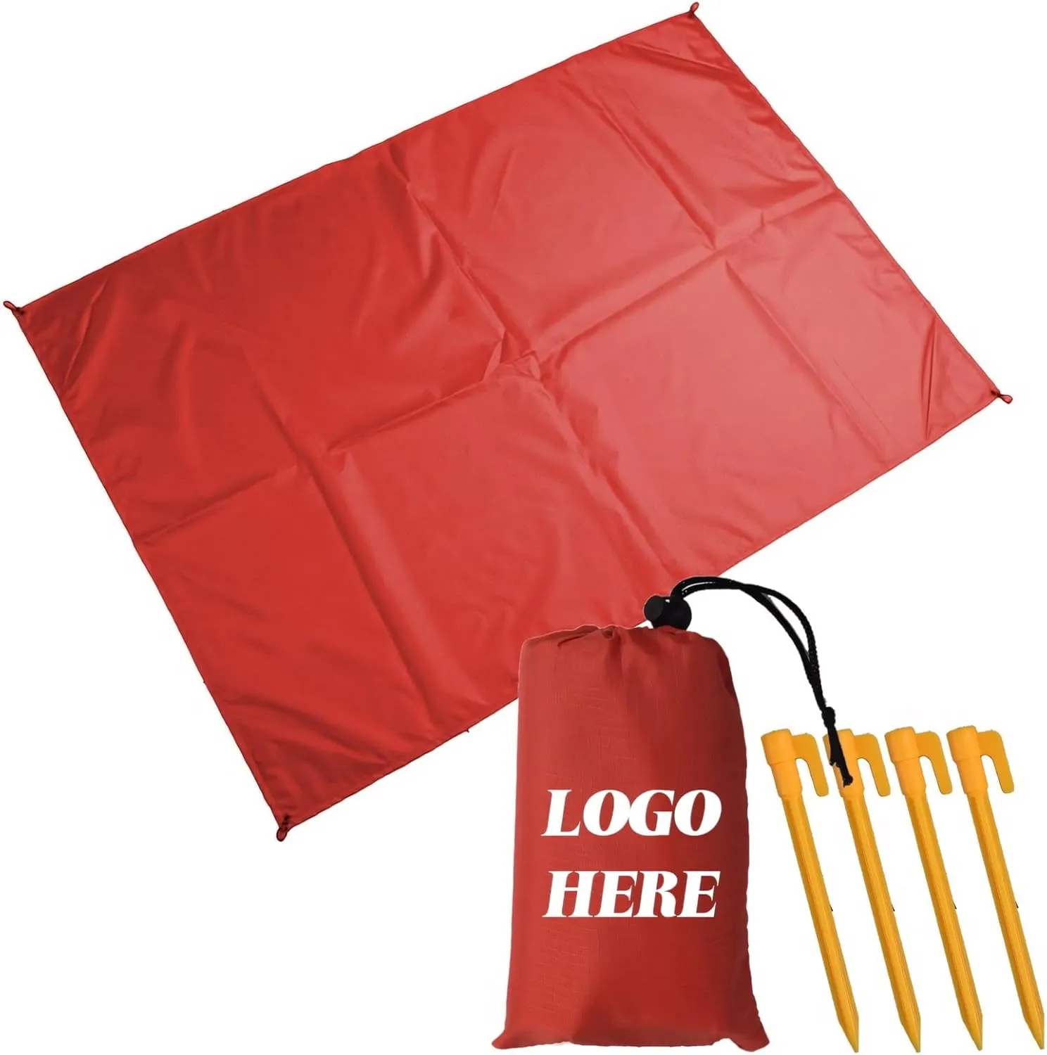 Muka Custom Beach Blanket Portable for Outdoor Camping, Picnic, Sunbath Mat w/Fixed Piles and Storage