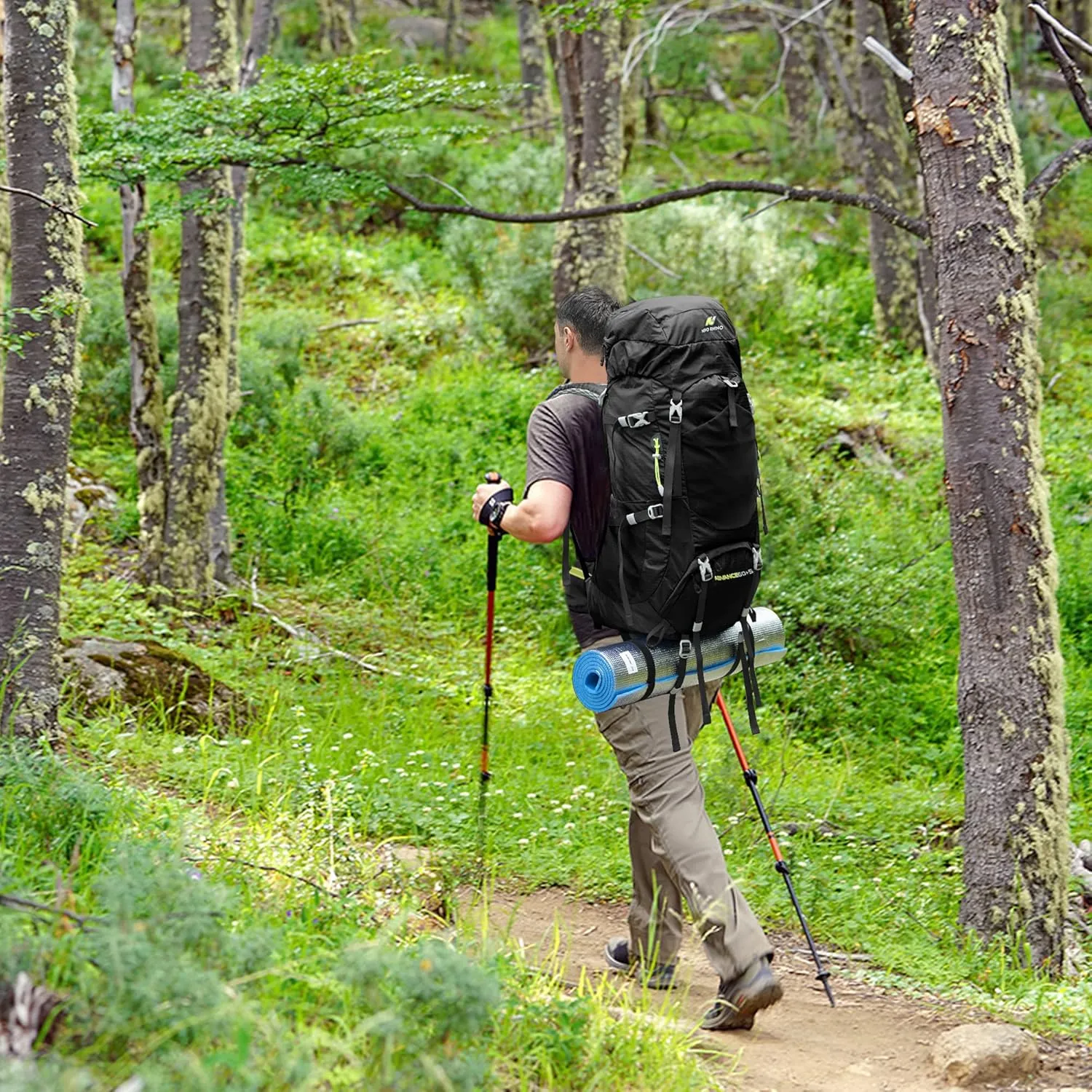 N NEVO RHINO Internal Frame Hiking Backpack 50/60/65/70/80L, Mountain Climbing Camping Backpack Daypack Waterproof Rain Cover