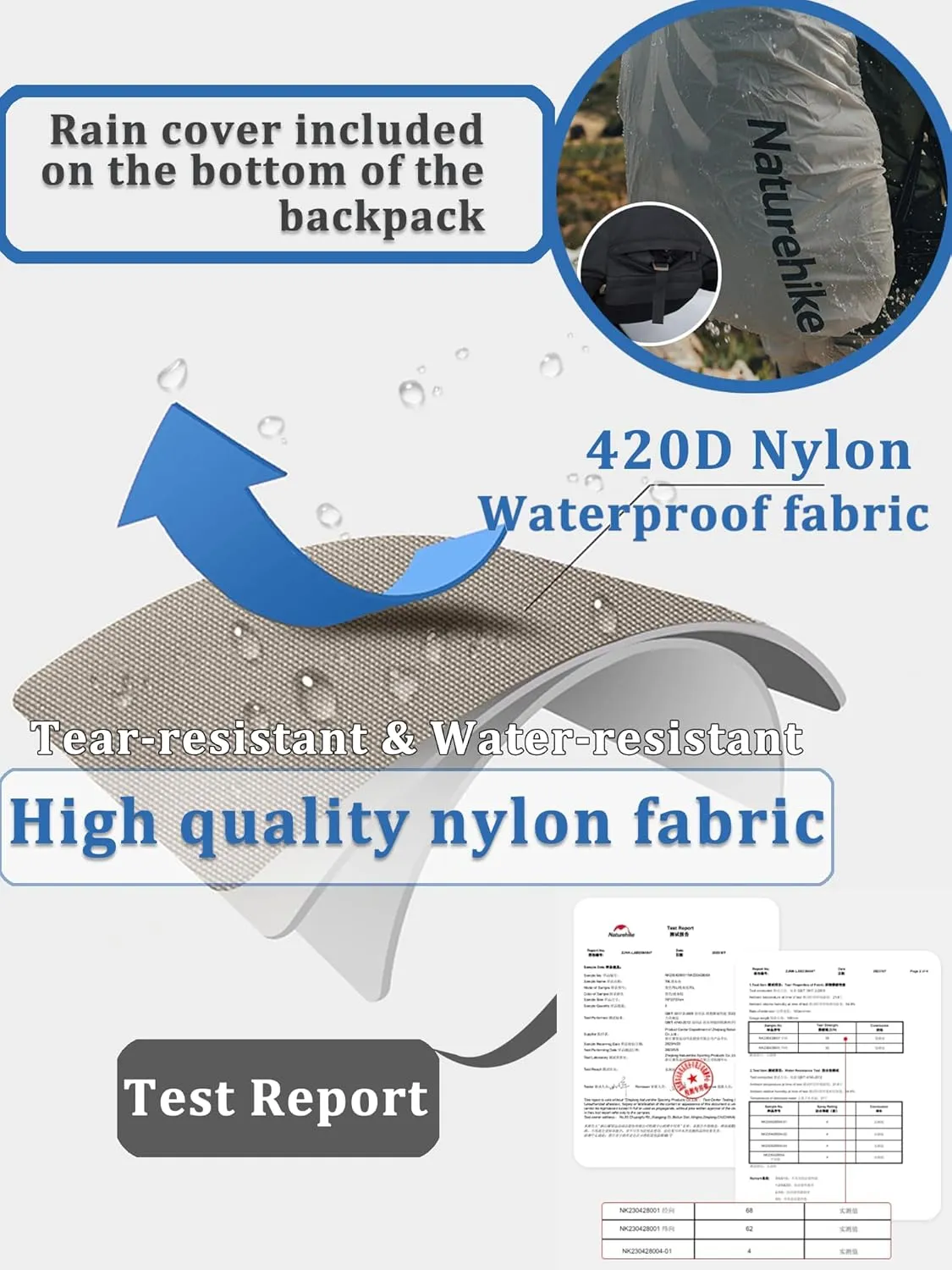 Naturehike 70 5L Lightweight Hiking Backpack, Tear-resistant Fabrics-Light CR Carrying System-Comfortable Weight-Bearing(Gray)
