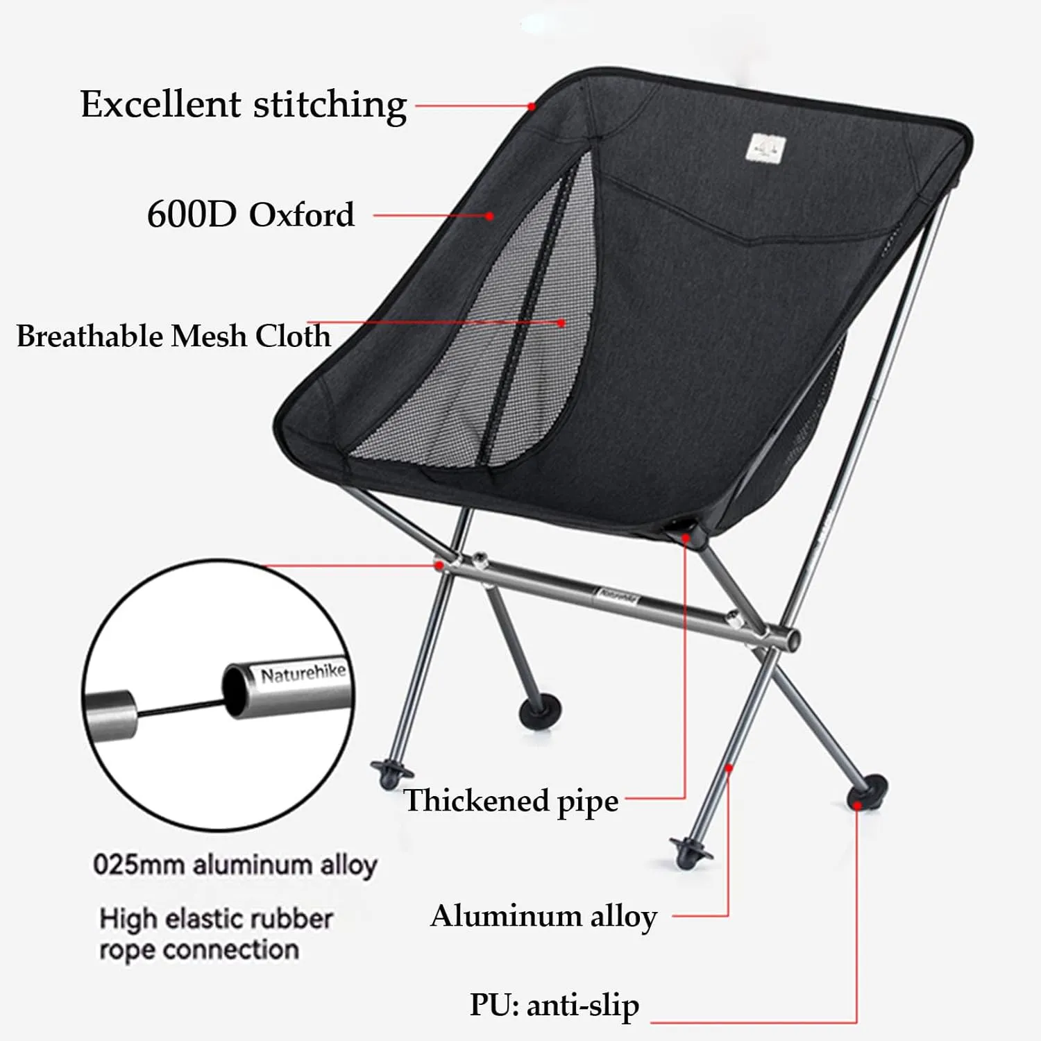Naturehike Ultra-Light Camping Chair, Portable Folding Backpacking Chair, Compact Camping Chair with Carry Bag for Outdoor Camp Hiking Backpack Beach Travel (Khaki)