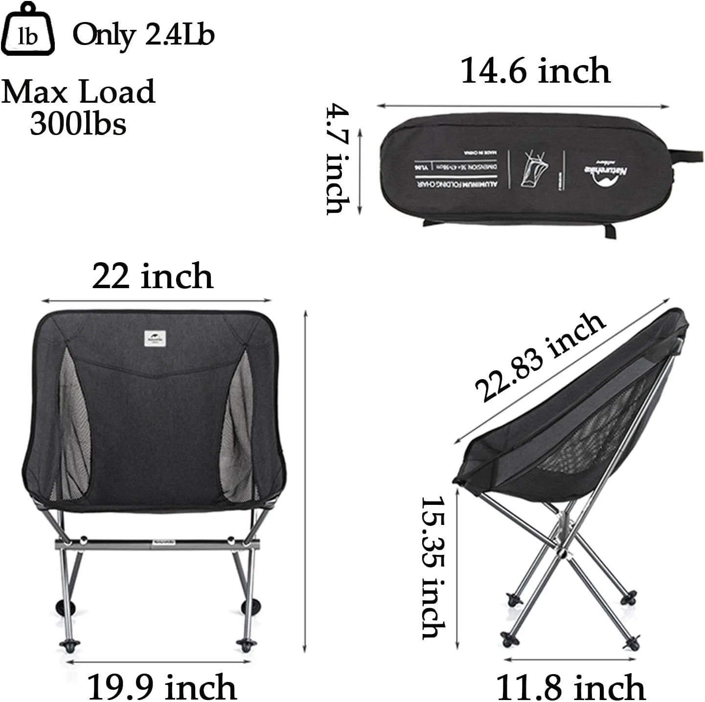 Naturehike Ultra-Light Camping Chair, Portable Folding Backpacking Chair, Compact Camping Chair with Carry Bag for Outdoor Camp Hiking Backpack Beach Travel (Khaki)