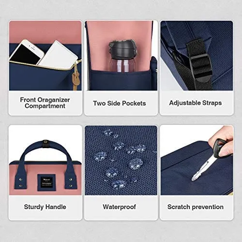 Navy blue Women Laptop Backpack with USB port