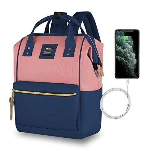 Navy blue Women Laptop Backpack with USB port