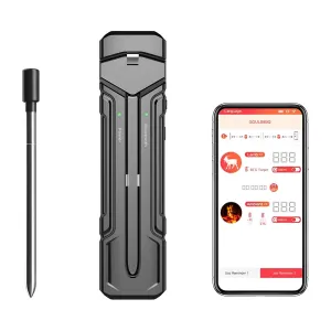NCONCO Wireless Meat Thermometer, Bluetooth Digital Cooking Thermometer with Stainless Steel Probe Smart App Alerts 300Ft Remote Range for BBQ Grill Oven Smoker