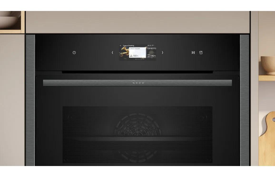 Neff N90 C24FS31G0B Compact Oven With Steam - Black With Graphite Trim
