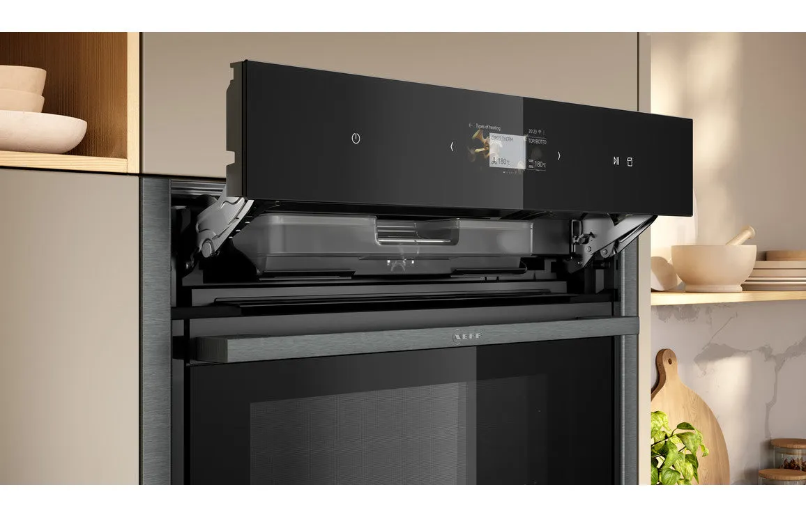 Neff N90 C24FS31G0B Compact Oven With Steam - Black With Graphite Trim