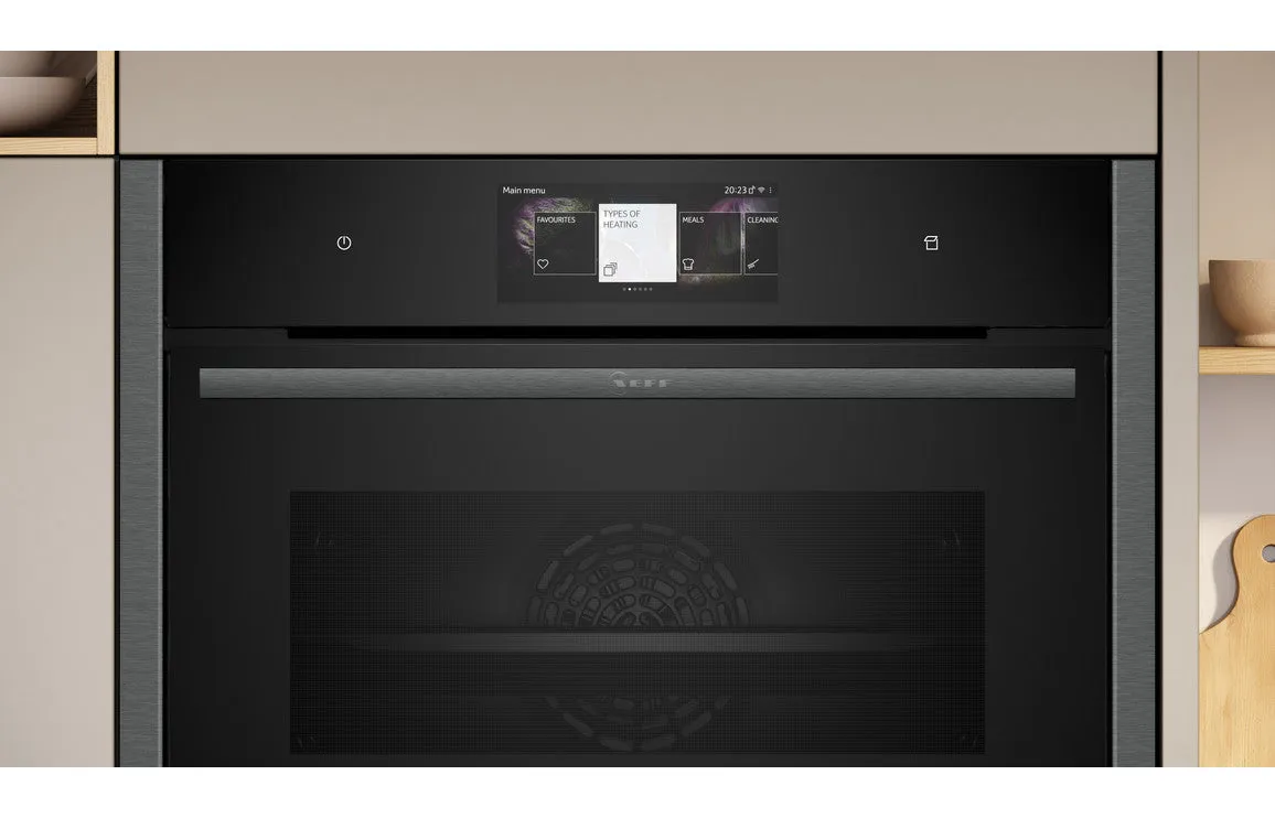 Neff N90 C24FT53G0B Compact Oven With Steam - Black With Graphite Trim