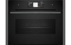 Neff N90 C24FT53G0B Compact Oven With Steam - Black With Graphite Trim