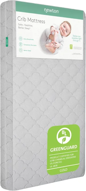 Newton Baby Crib Mattress and Toddler Bed - Ultra-Breathable Proven to Reduce Suffocation Risk, Washable Core & Cover, 2-Stage, Plush 5.5" Thick- Moonlight Grey