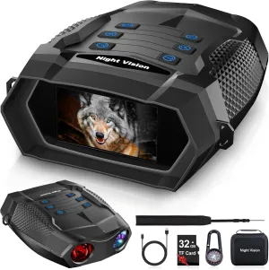 Night Vision Goggles, 4K Night Vision Binoculars for Adults, Infrared Night Vision with 5000mAh Rechargeable Battery,32GB TF Card,3'' TFT Screen,1968FT Infrared Binoculars for Hunting,Camping&Travel