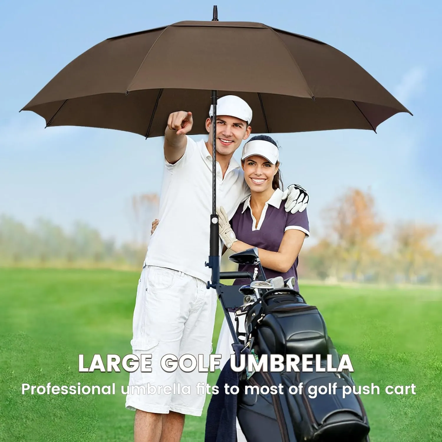 NINEMAX Golf Umbrella 51/54/62/68 Inch Automatic Open, Large Double Canopy Vented Oversize Stick Umbrellas Extra Large Windproof Waterproof for Rain