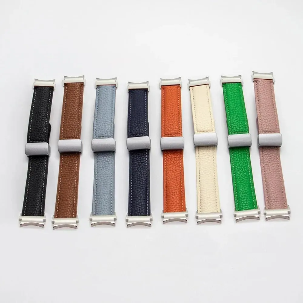 No Gaps Leather Band for Samsung Galaxy Watch 6 5 4 40mm 44mm 46mm 42 43 47mm 5 Pro 45mm Magnetic Buckle Watch Strap